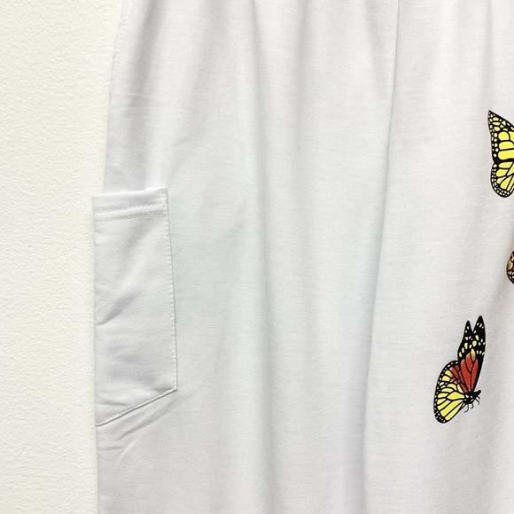 White Butterfly Cargo High Rise Sweatpants Womens‎ Size Medium Pockets Joggers - Picture 6 of 9